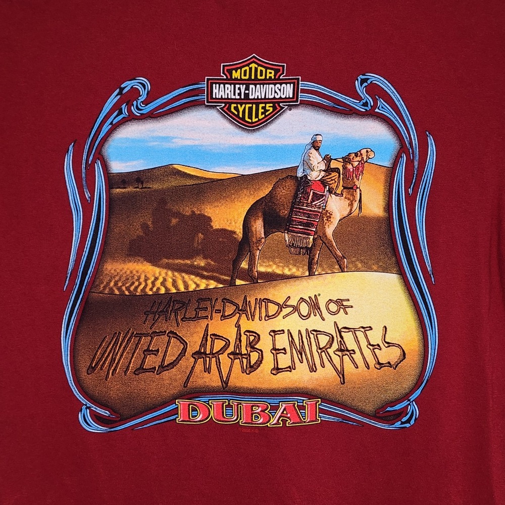 Dubai, United Arab Emirates Harley Davidson Shirt Women's L Cotton Burgundy Red
